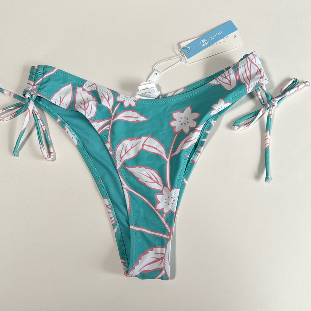 ❤️3/$30 Cupshe Floral Teal Bikini Bottom NWT